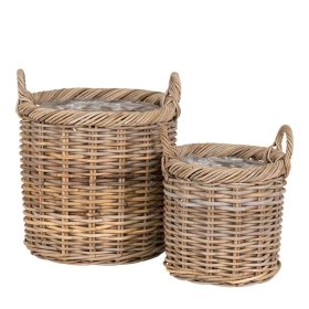Korbset Kubu Rattan Kubra im Landhausstil rund (zweiteilig) – Ansicht 1