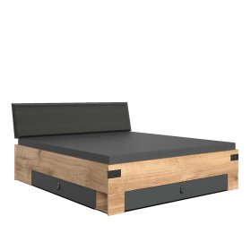 Schlafzimmer Set Latizia in Dunkelgrau und Plankeneiche Holzoptik (vierteilig) – Ansicht 3