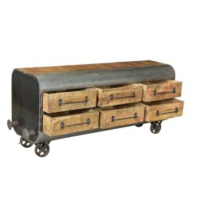 Sideboard Tamila aus Mangobaum Massivholz sandgestrahlt – Ansicht 3