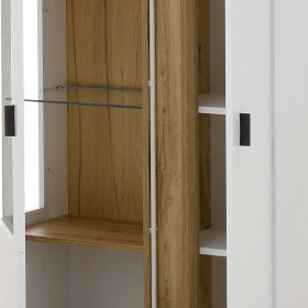 Wohnzimmer Anbauwand Luzillo in Wildeichefarben und Weiß (dreiteilig) – Ansicht 14