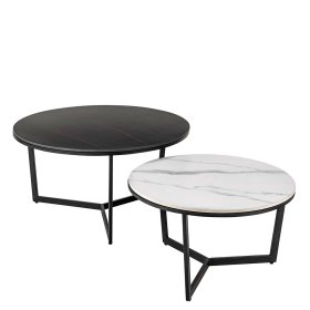 Wohnzimmer Tische Yuri in Schwarz und Weiß mit Keramikplatten (zweiteilig) – Ansicht 1
