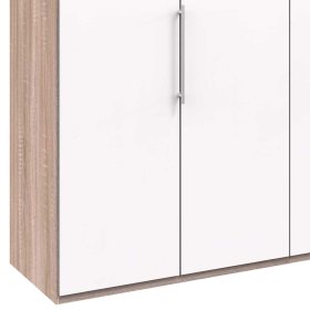 Breiter Kleiderschrank Lolyana in Weiß und Eiche Sägerau foliert – Ansicht 4