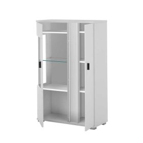 Highboard Constantin mit LED Beleuchtung - Glastür links – Ansicht 4
