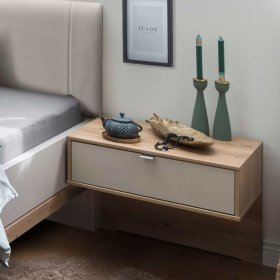 Breites Bett Privira in Beige und Eiche Bianco mit Nachtkonsolen (dreiteilig) – Ansicht 5