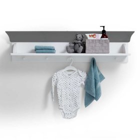 Babyzimmer Hängeregal Boulogne in Weiß und Grau aus Kiefer Massivholz – Ansicht 2