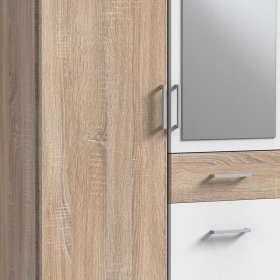 Made in Germany Drehtürschrank Milana in Eiche Sägerau und Weiß – Ansicht 4
