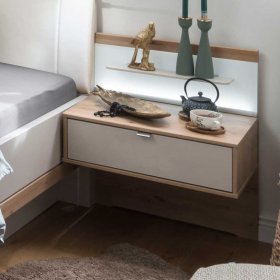 Schlafzimmer Privira in Beige und Eiche Bianco mit LED Beleuchtung (vierteilig) – Ansicht 9