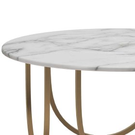 Runder Wohnzimmer Tisch Siparia in Marmor Optik und Goldfarben – Ansicht 5