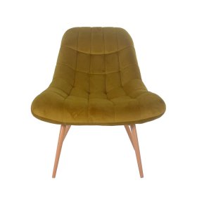 Retro Polstersessel Juleen in Ocker Samt mit 50 cm Sitzhöhe – Ansicht 3