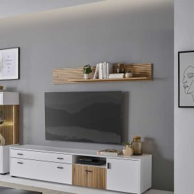 Modernes Wohnzimmer Regal Saladd in Wildeichefarben 150 cm breit – Ansicht 7