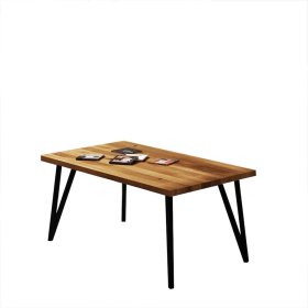 Sofa Tisch Cariasca aus Wildeiche Massivholz und Stahl im Loft Design – Ansicht 1