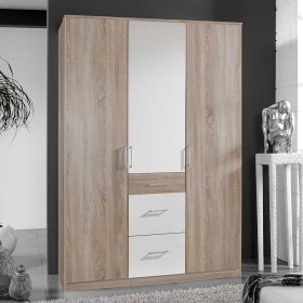 Jugend Kleiderschrank Milana in Eiche Sägerau und Weiß 199 cm hoch – Ansicht 2