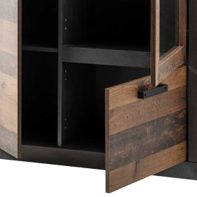 Wohnwand Frondito in Dunkelgrau und Altholz Optik 250 cm breit (dreiteilig) – Ansicht 8