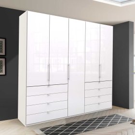 Schlafzimmerschrank Grinzia in Weiß mit acht Schubladen – Ansicht 3