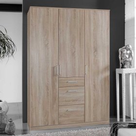 Schlafzimmerkleiderschrank Estella in Eiche Sägerau mit drei Schubladen – Ansicht 2
