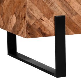 Rustikaler Couchtisch Brian aus Mangobaum Massivholz und Metall – Ansicht 4