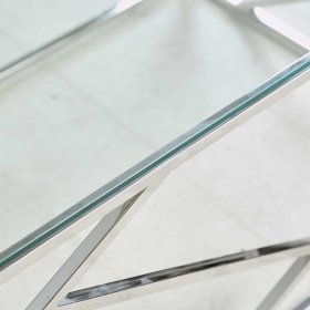 Moderner Couchtisch Leonira 120x45x60 cm mit Glasplatte – Ansicht 6