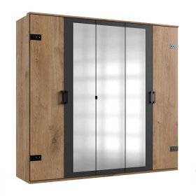 Schlafzimmer Set Latizia in Dunkelgrau und Plankeneiche Holzoptik (vierteilig) – Ansicht 14