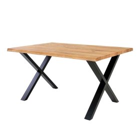 Esszimmertisch Sancho aus Eiche Massivholz und Stahl 140 cm breit – Ansicht 1