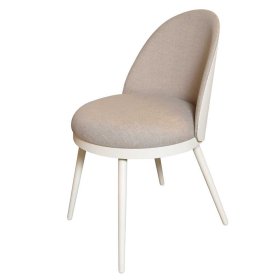 Retro Polsterstuhl Linea in Weiß und Beige mit Webstoff – Ansicht 1