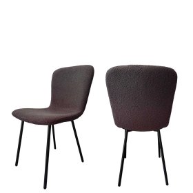 Esstisch Stühle Boucle Etresk in Dunkelgrau mit Gestell aus Metall (4er Set) – Ansicht 7