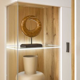 Wohnzimmer Anbauwand Luzillo in Wildeichefarben und Weiß (dreiteilig) – Ansicht 16