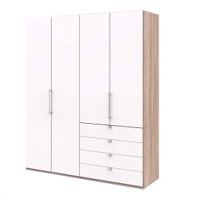 Gleittüren Kleiderschrank Lolyana in modernem Design mit vier Schubladen – Ansicht 1
