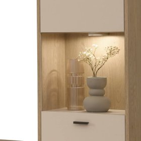 Wohnwand modern Zimena in Beige und Eichefarben (dreiteilig) – Ansicht 5