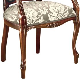 Barockstil Armlehnstuhl Daltiana mit Ornament Webstoff in Creme und Taupe – Ansicht 4