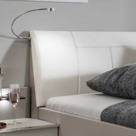 Doppelbett Zymian mit Nachtkonsolen in Hellgrau Weiß (dreiteilig) – Ansicht 3