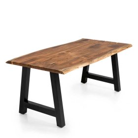Tisch Massivholz und Metall Varadero mit natürlicher Baumkante im Industrie Stil – Ansicht 5