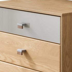 Flur Kommode Veyfas in Beige Glas beschichtet und Eiche teilmassiv – Ansicht 3
