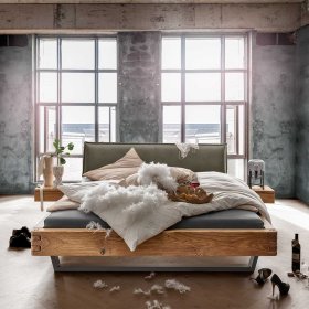 Bettgestell Lantikia aus Wildeiche Massivholz im Industry und Loft Stil – Ansicht 2