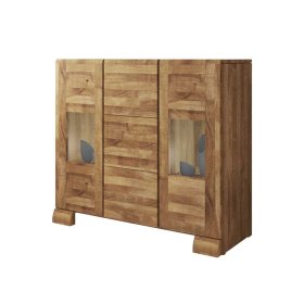Landhaus Sideboard Sascora aus Wildeiche Massivholz Glas 120 cm – Ansicht 1