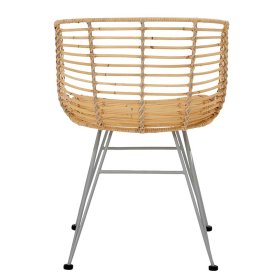 Rattan Stühle Anuel in Beige und Silberfarben mit Armlehnen (2er Set) – Ansicht 4