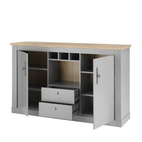 Wohnzimmer Kommode Cellossa mit Flaschenfächern und zwei Schubladen – Ansicht 4