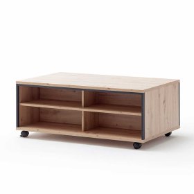 Rollbarer Couchtisch Geronda in Eichefarben und Anthrazit 115 cm breit – Ansicht 6