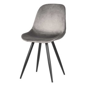 Grauer Samt Stuhl Set Opium mit Gestell aus Metall im Skandi Design (2er Set) – Ansicht 1