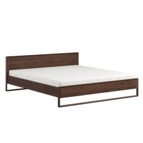 Doppelbett Hedisca aus Eiche Massivholz in Dunkelbraun – Ansicht 1