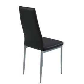 Schwarze Kunstleder Stühle Lombadossa mit hoher Lehne und Metallgestell (2er Set) – Ansicht 4