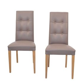 Polsterstühle Forcia in Hellbraun mit hoher Lehne (2er Set) – Ansicht 4