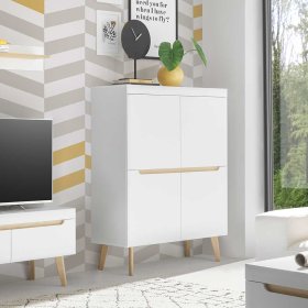 Skandi Design Highboard Jasturian in Weiß und Eichefarben – Ansicht 7