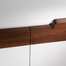 Wohnzimmer Kommode Findus 2 Türen mit Soft Close Weiß & Nussbaumfarben – Ansicht 6