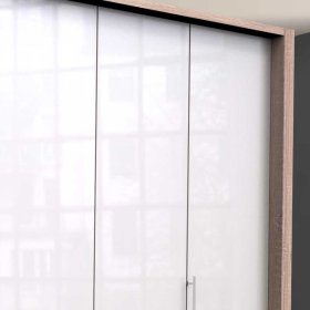 Großer Gleittürenschrank Andryas in Weiß und Eiche Sägerau Made in Germany – Ansicht 5