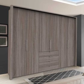 Kombi Kleiderschrank Vasilio in Eiche Trüffelfarben modern – Ansicht 2