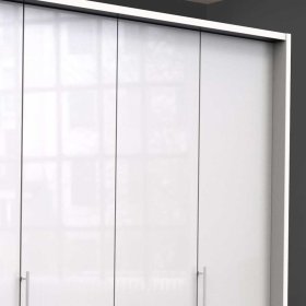 Weißer großer Kleiderschrank Grinzia mit Falttüren – Ansicht 5