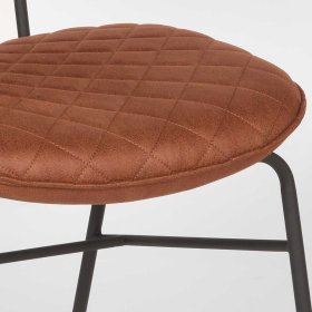 Esszimmerstuhl Set Focsani in Cognac Braun Microfaser mit Bügelgestell aus Metall (2er Set) – Ansicht 7