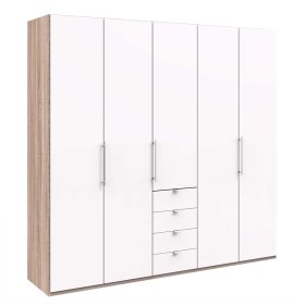 Schlafzimmerschrank Lolyana mit vier Schubladen und Falttüren – Ansicht 1