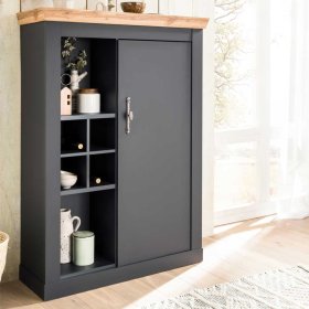 Landhausstil Highboard Saridio in Anthrazit und Wildeichefarben – Ansicht 2