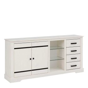 Sideboard Siluzia aus Kiefer Massivholz in Weiß und Schwarz – Ansicht 1